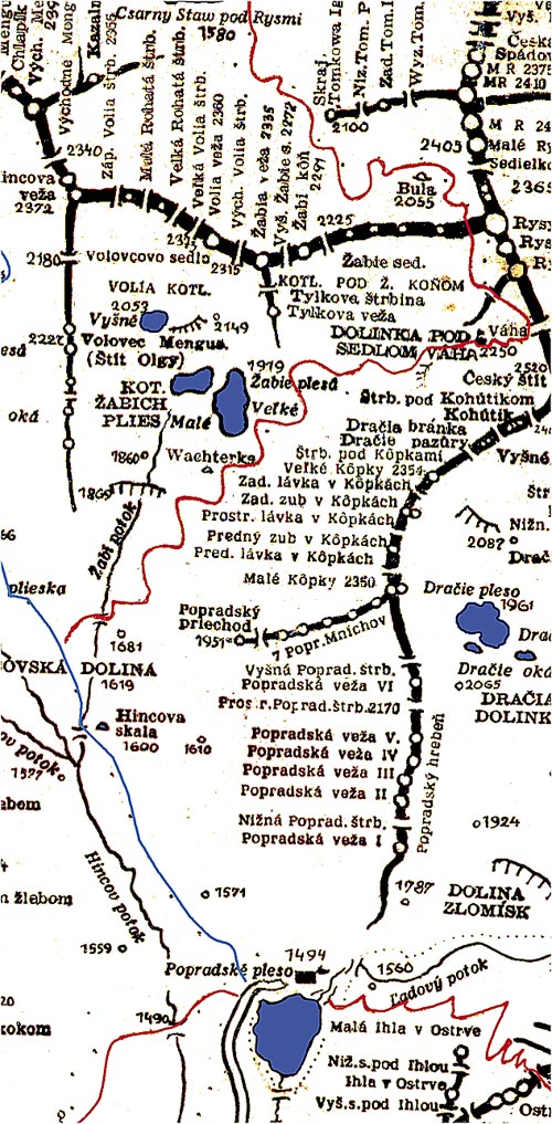 Mapka pravé části Mengusovské doliny