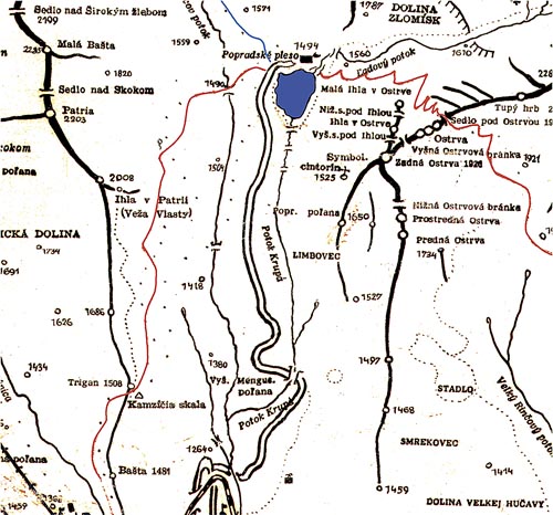 Mapka příchodu k Popradskému plesu, Ostrva, Tupá