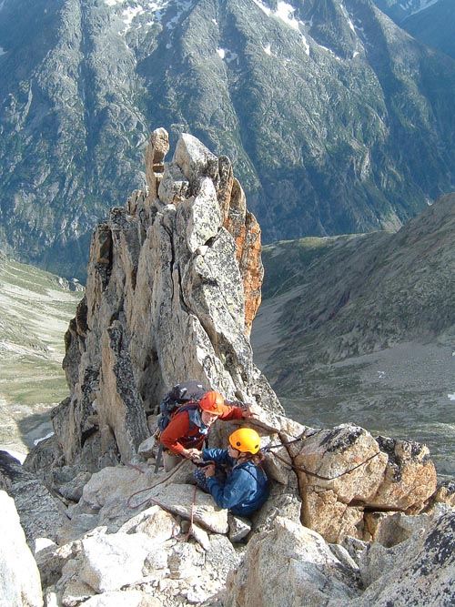 Gratulace na vrcholu Aigulle Dibona