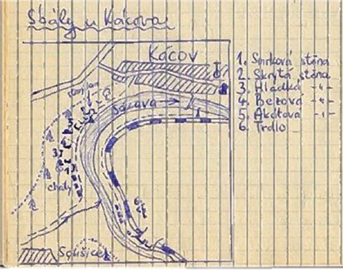Náčrtek skal u Kácova z roku 1993