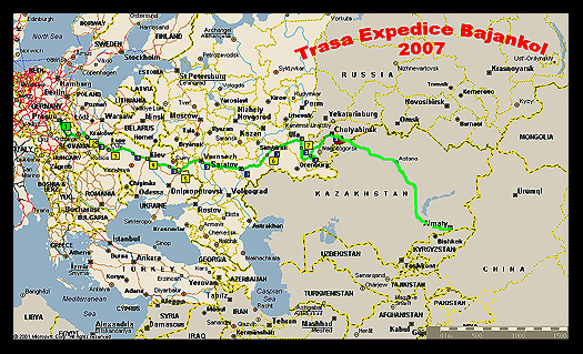 Trasa expedice Bajankol