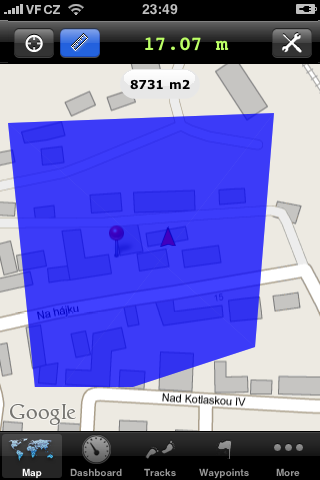 GPS Kit 3.3: měření plochy čtyřmi prsty