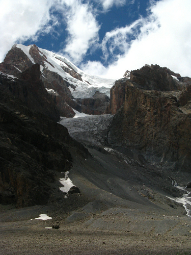 Čimtarga (5494m) od Mutného jezera, východní stěna