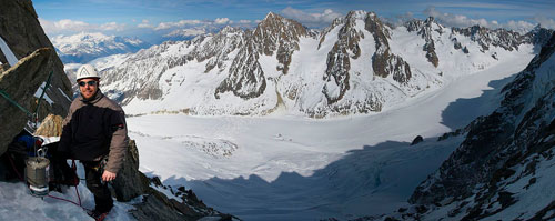 Pohled z cesty Frendo – Ravanel na ledovec Argentiere