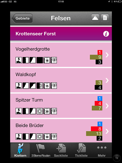 Seznam skal v oblasti Krotenseer Forst