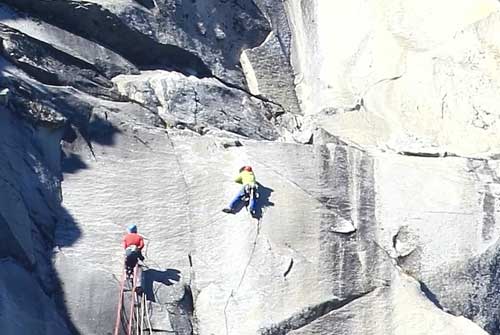 Tommy Caldwell v poslední délce Dawn Wall