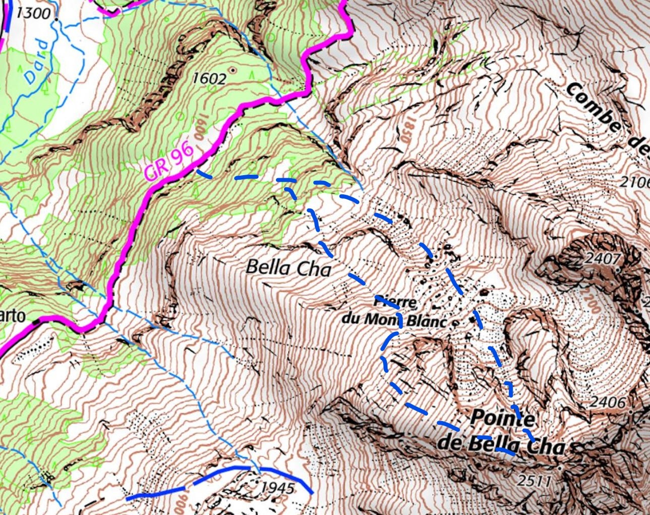 Mapa: Pointe de Bella Cha, Triangle du Reposoir