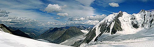 Lednik Mensu a pohoří Altaj